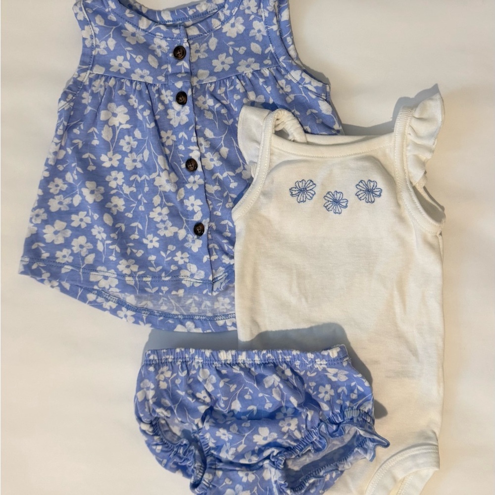 Carter's Blue and White Floral Baby Set
